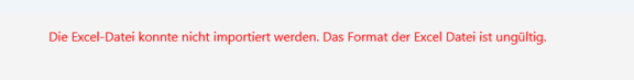 Screenshot der Ausgabe wenn ein Fehler auftritt in der Prozessmanagement-Software