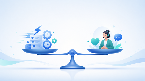 Verbildlichung der Balance zwischen Automatisierung und Support