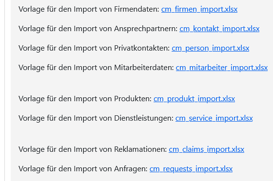 Screenshot von Vorlagen für wiederholte Importe Screenshot von Vorlagen für wiederholte Importe